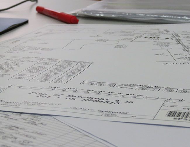 Subdivision documents on our office desk