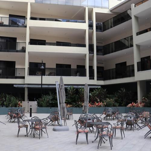 Outdoor communal area for residents.