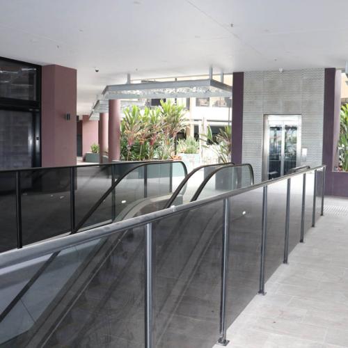 External esculators to underground carpark.
