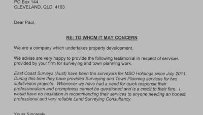 Printed testimonial from one of our commercial clients