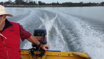 Riding over to Russell Island in our new tinny for a job