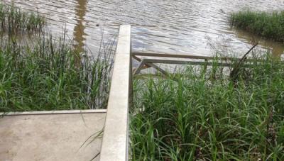 Pontoon survey Jindalee - showing the length of the catwalk that is in the water